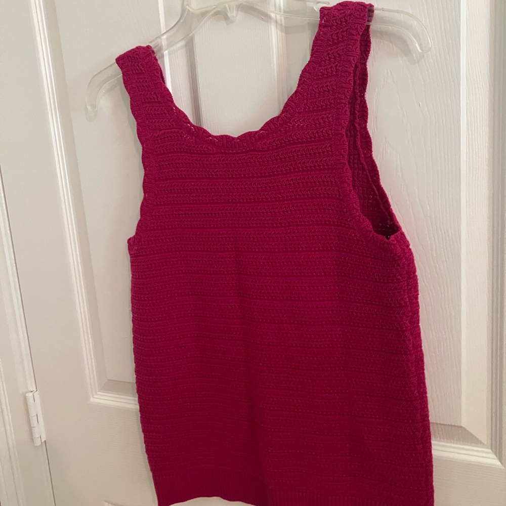 LOFT Raspberry Knit V-Neck Tank Top - Picture 5 of 5